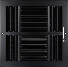 1 Pack Duct Opening Ceiling Register 4 Way Grille  12 x 12 Inch,Black 