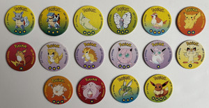 Pokemon Pogs Battle Discs: Sixteen (16) Assorted