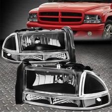 For 97-04 Dodge Dakota Durango Black Housing Clear Corner Headlight Bumper Lamp