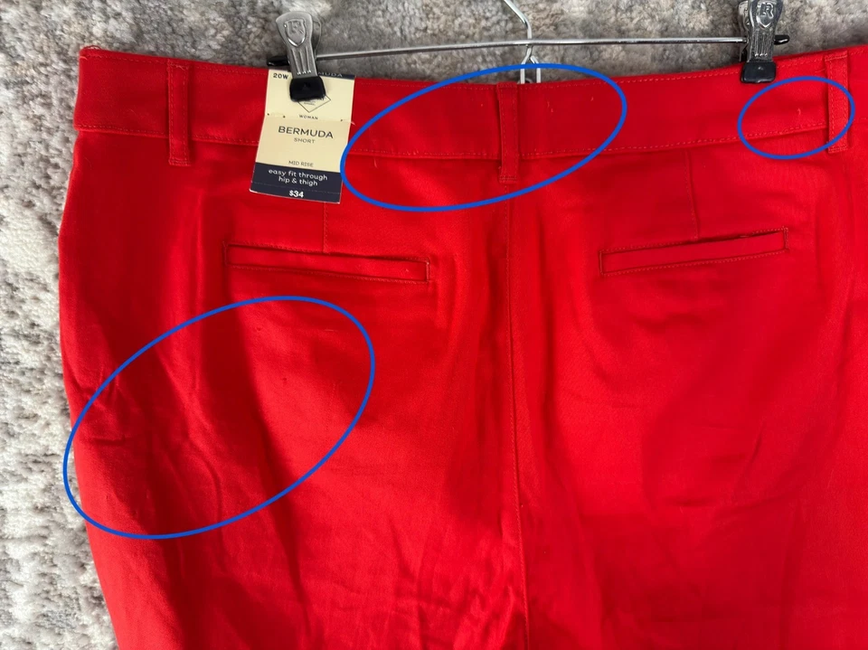NUEVO Pantalones Cortos St Johns Bay Talla Grande 20W Tiro Medio Frente Plano Rojo Botón Cremallera Foto 2 de 4