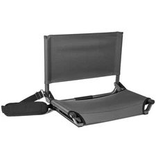 CASCADE MOUNTAIN TECH PORTABLE FOLDING STEEL STADIUM SEATS, REGULAR - 17" - GRAY