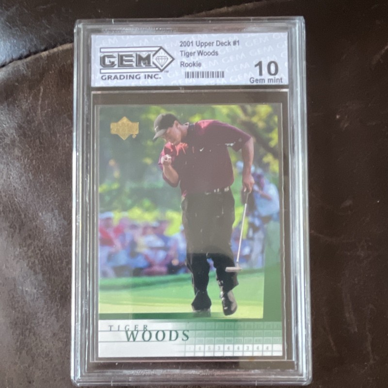 2001 Upper Deck - Tiger Woods #1 Rookie Golf Card GEM Grading Inc 10
