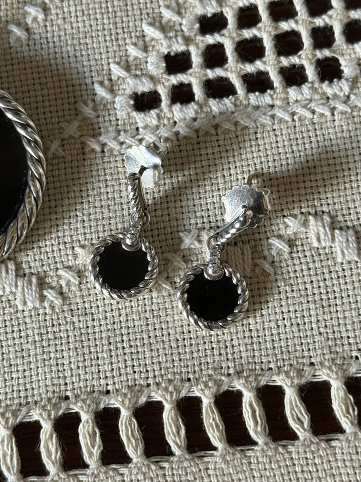 Colgante David Yurman Element Reversible BK Onyx/MOP/SS/Pavé Diamante/Pendientes Foto 3 de 4