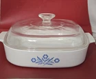 Vtg Corning Ware Blue Cornflower 10x10x2inch  Casserole A-10B w/Pyrex Lid