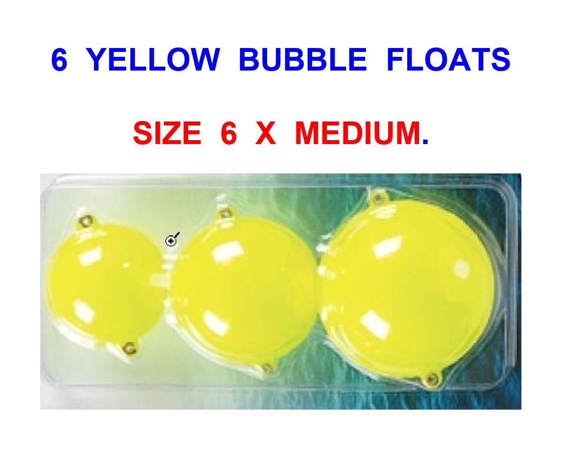 6 MEDIUM YELLOW BUBBLE FLOATS CARP TROUT PIKE FISHING