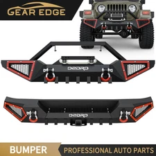 Front / Rear Bumper for 1987-2006 Wrangler TJ Unlimited YJ w/ Winch Plate D-Ring