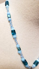 Blue glass pendant necklace intricate, blue cats eye beads, silver tone 18 inch — photo 8