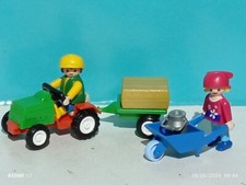 PLAYMOBIL KONVOLUT FIGUR BAUERJUNGE MIT TRAKTOR UND M&Auml;DCHEN BAUERNHOF BAUERN ...
