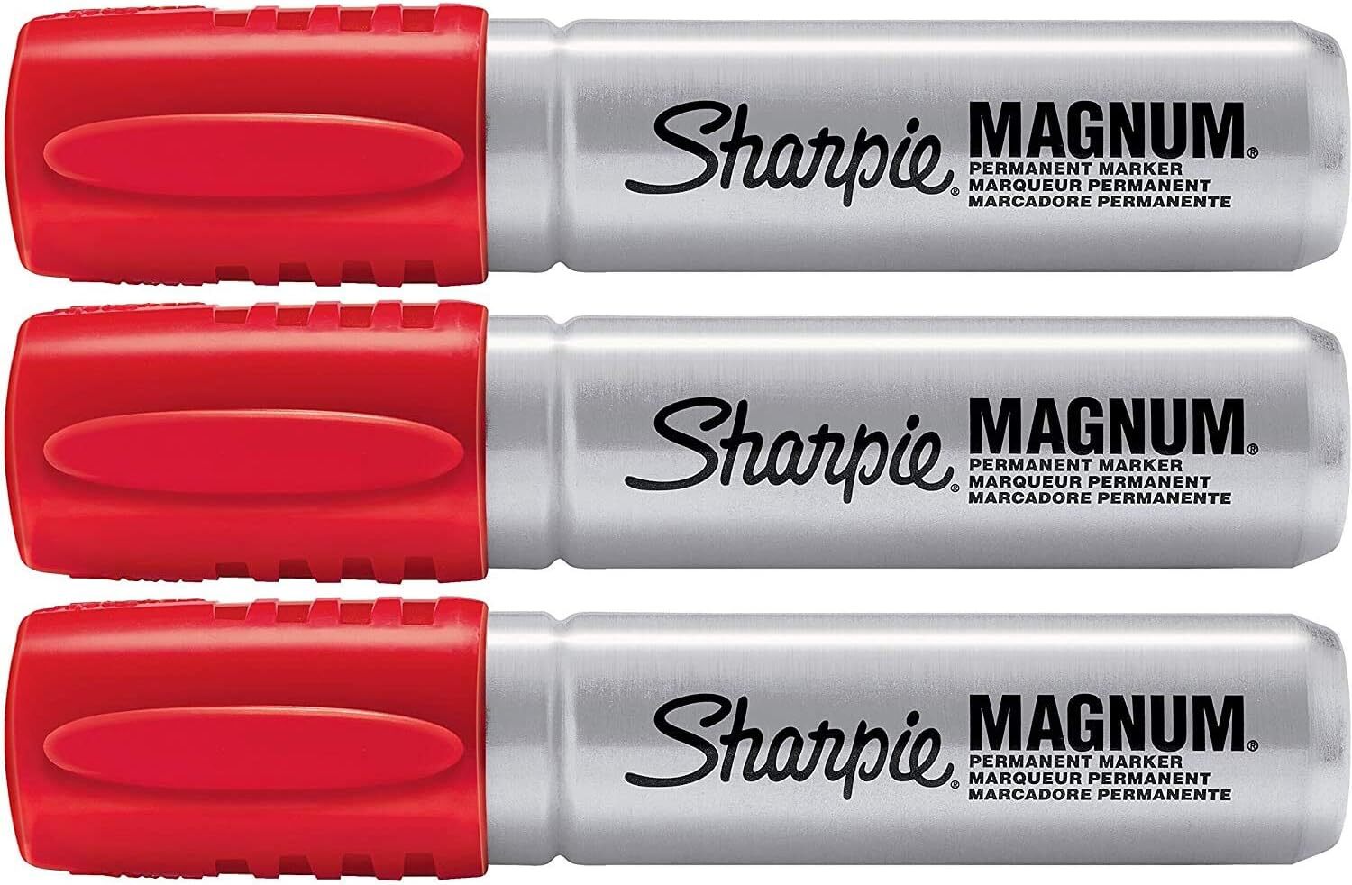 Sharpie Magnum Oversized Red Permanent Marker Chisel Tip 3-P