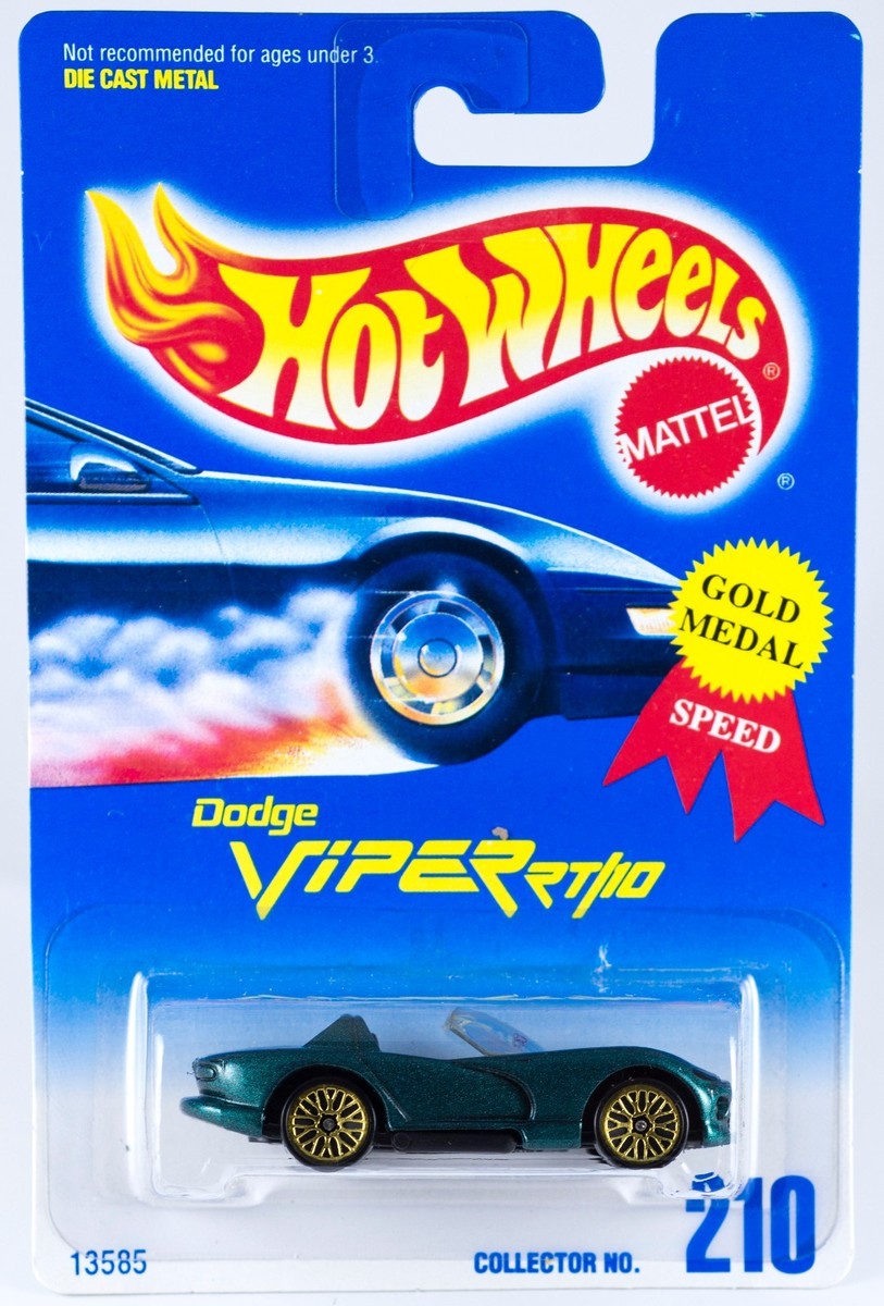 Hot Wheels No. 210 Viper RT/10 Green with Gold WSPs 13585 Blue