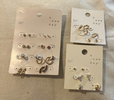 14 Pairs A New Day Women's Studhoops Earrings Nickel Free Gold tone  31val