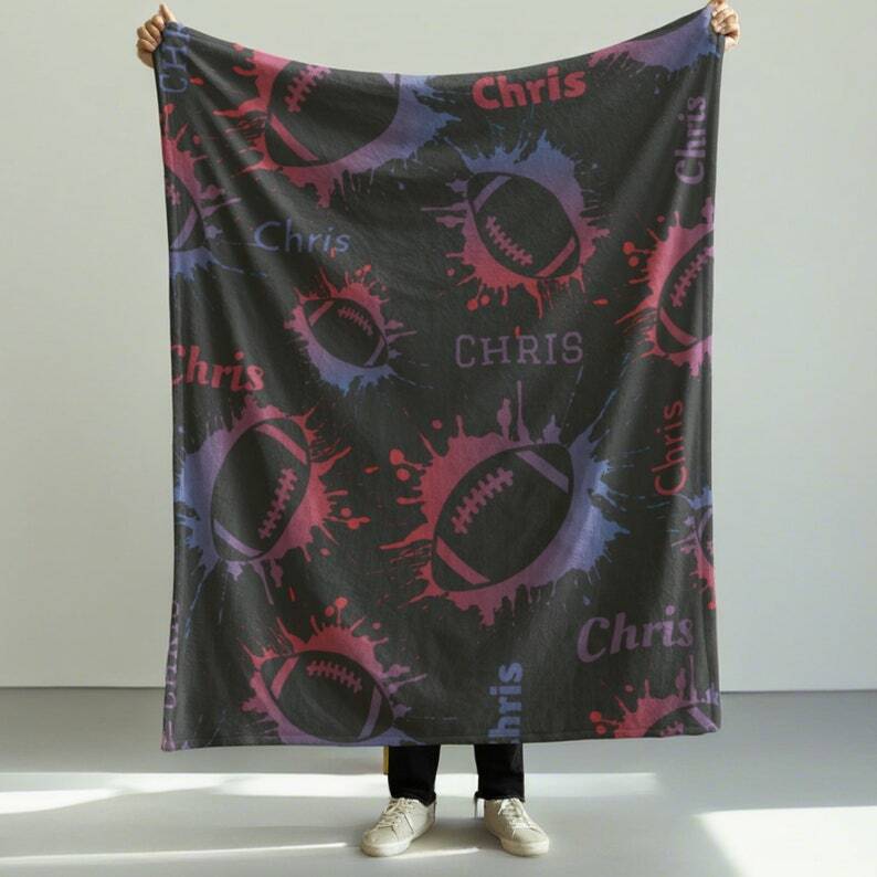 Personalized Custom Football Blanket Fashion Printed Name Soft Beding