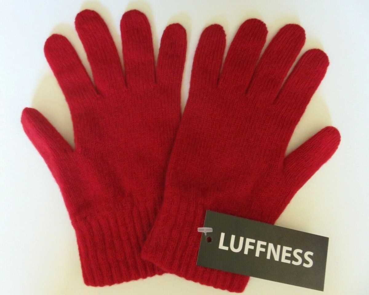 Ladies red lambswool gloves Made in Scotland NEW womens wool
