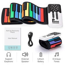 POGOLAB Roll Up 49 Key Digital Electric Foldable Piano Keyboard Rechargeable