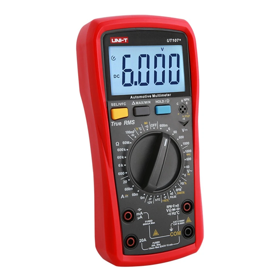 KFZ Digital Auto-Multimeter 20A 1000V DWELL RPM Temperatur 12V Batterietest 6000 - Bild 2 von 4
