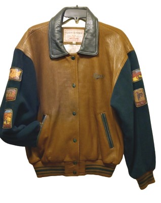 RARE Vintage GUESS Wool Leather Varsity Bomber Jacket Size Medium 