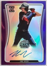 Zac Veen 2020 Leaf Metal Draft Top Picks Purple Refractor #BA-ZV1 AUTO SP# 12/25
