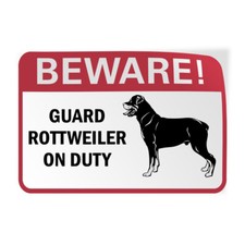 Horizontal Vinyl Stickers Beware Guard Rottweiler on Duty Pet Animal Sign
