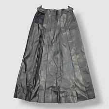 Gabriela Hearst Women's Black Leather Silk Pleated Wesley Skirt Size 40
