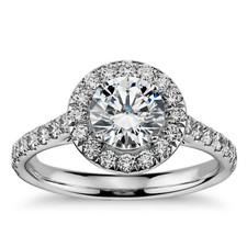 Sterling Silver AAAA Cubic Zirconia Round Shape Halo Ring