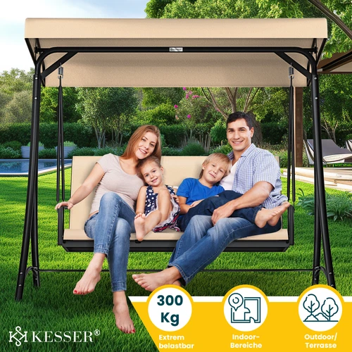 KESSER® Hollywoodschaukel Gartenschaukel mit Sonnendach 3er Schaukelbank 300kg - Bild 28 von 41