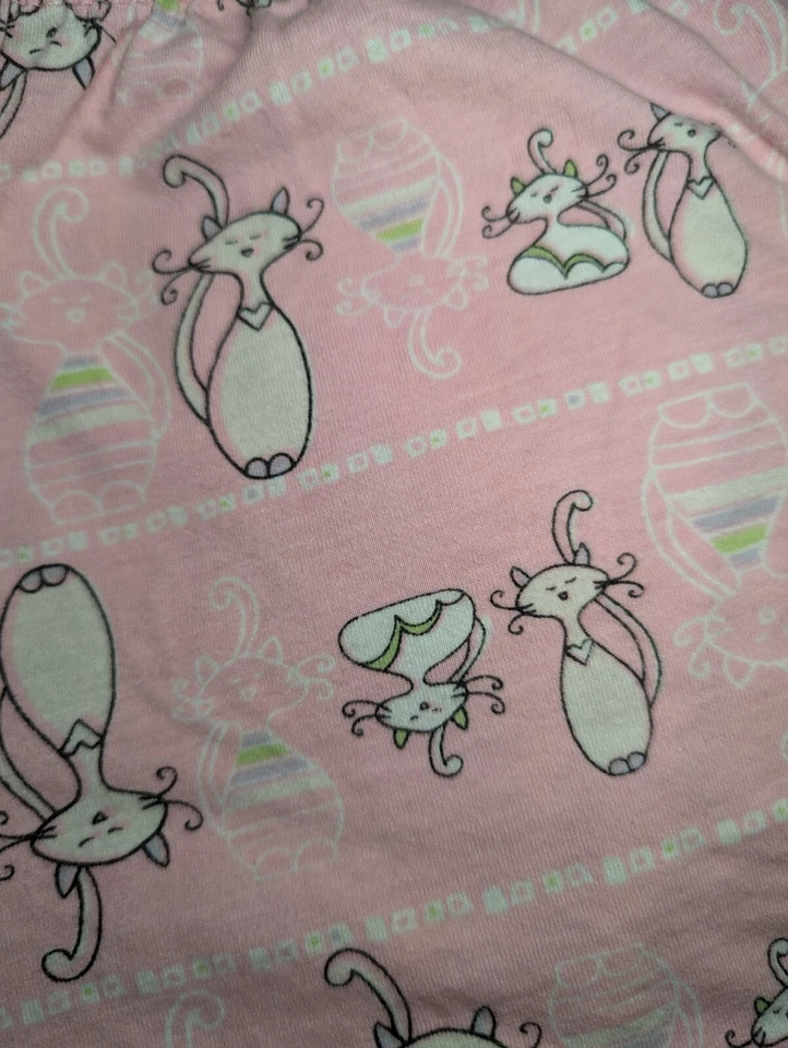 PINK K 2 Piece Pajama Set Black Pink CATS Shorts Top 100% COTTON Juniors Medium  - Image 3 of 4