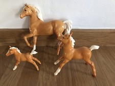 Vintage Beswick Palomino Horse & 2 Foals Set Gloss Porcelain Job Lot of 3