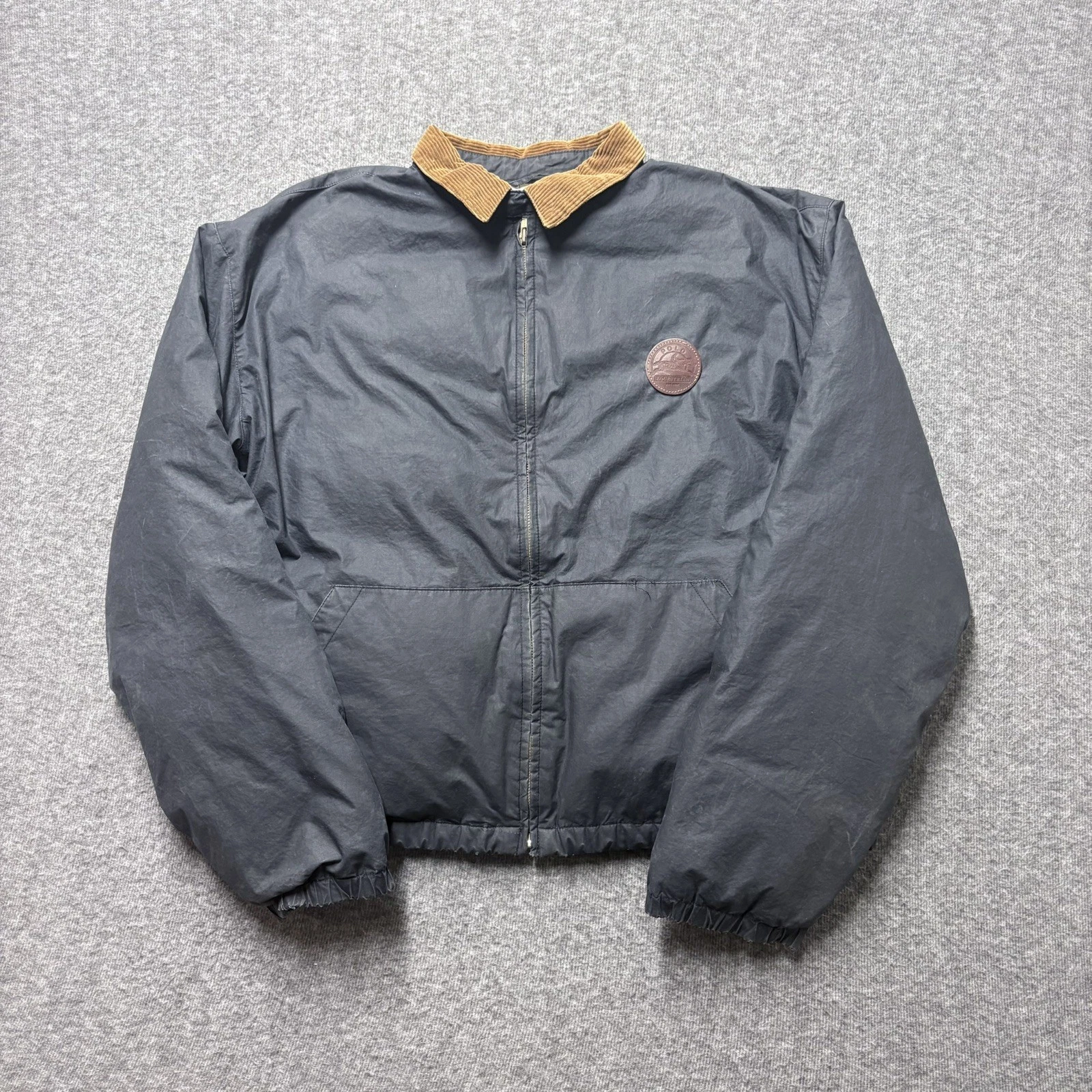 Vintage Polo Ralph Lauren Equestrian Puffer Jacket Mens Size Large Navy Blue