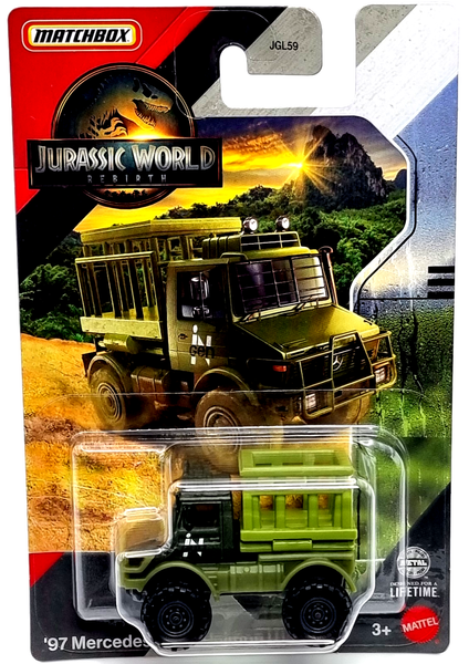 Mattel Matchbox Jurassic World Rebirth Cars Auto `97 Mercedes-Benz Unimog-image