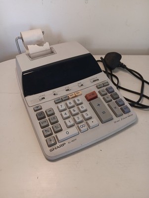 Retro Sharp EL-1607P Elektronischer Taschenrechner Drucker & Papier. 12 Ziffern 2 Farbe