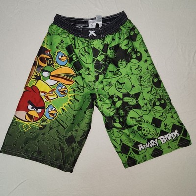 Vtg Angry Birds Boys Swim Trunks Size 14/16 Green Board Shorts Rovio 2013