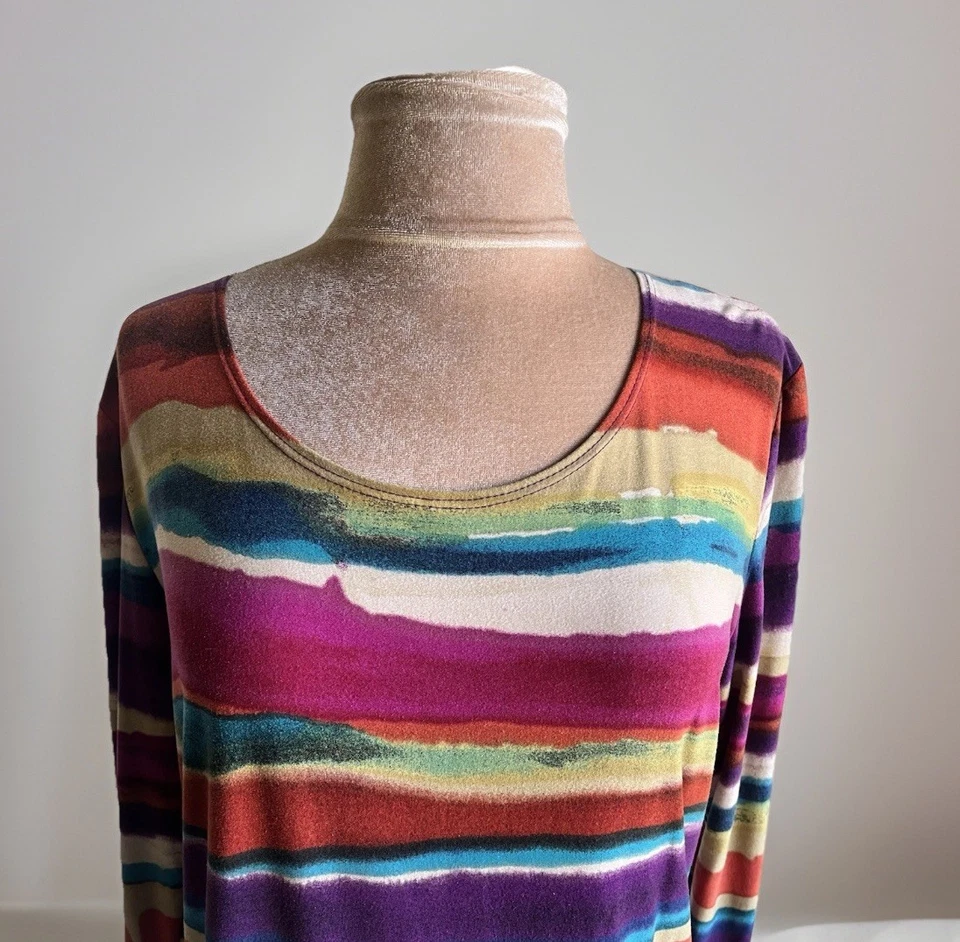 Top Y2K Rainbow Festival Suzie In The City Rayas Manga Larga Boho Tonos Joya Foto 4 de 4