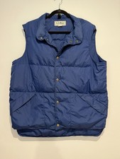 Vintage LL Bean USA Made Goose Down Insulated Puffer Vest Navy Blue Size Large