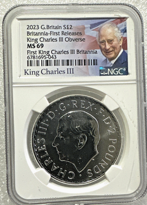 2023 FIRST Silver Britannia w/ King Charles III NGC MS69 First