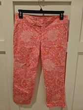 Lilly Pulitzer Bailey Capri Palm Beach Fit Pink Ribbon Nina Pina Print Size 6