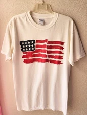Gilden Mens American Flag Tshirt Size Medium White NWOT 