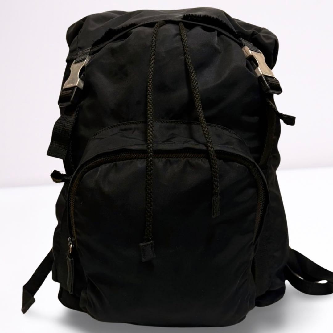 PRADA backpack triangular logo drawstring black u… - image 2