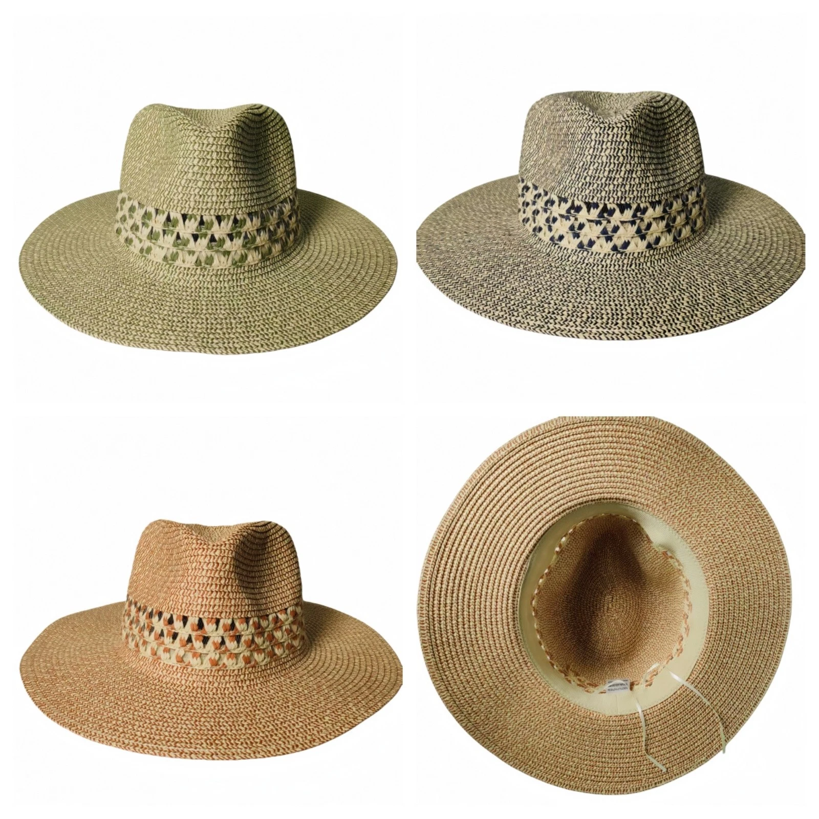 Women Men Fashion Summer Wide Brim Panama Hat Sun Straw Hat Holiday Beach Cap