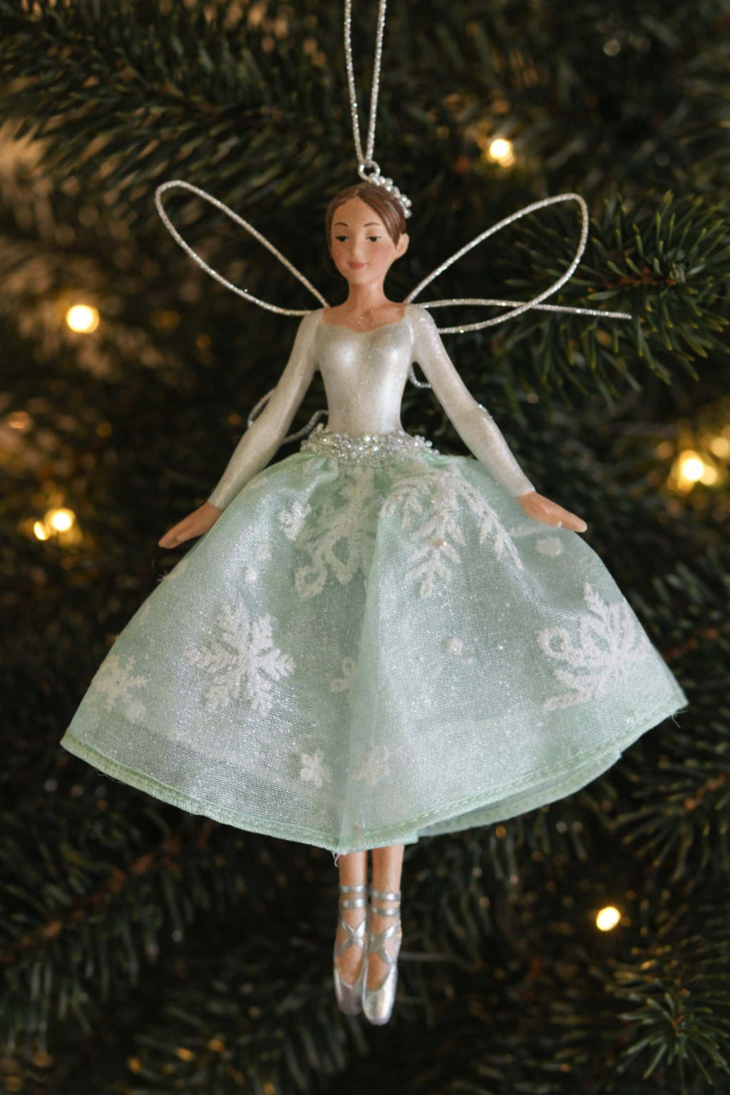 Gisela Graham Fairy Ballerina Christmas Tree Decoration – 15cm -Pale Green - New