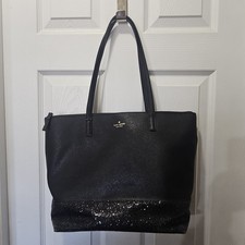 Kate Spade New York Tote Bag Glitter Purse Handbag Black READ