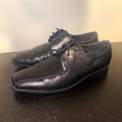 ECCO Men's Black Leather Lace-Up Derby Dress Shoes Square Toe Size 11.5