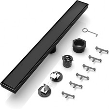 BARONAGE 24 Inch Linear Shower Drain, Rectangle Shower Floor Drain Reversible 2-