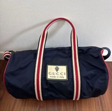 GUCCI Sherry Line Duffle Boston Shoulder Bag Nylon Black Vintage Logo From Japan