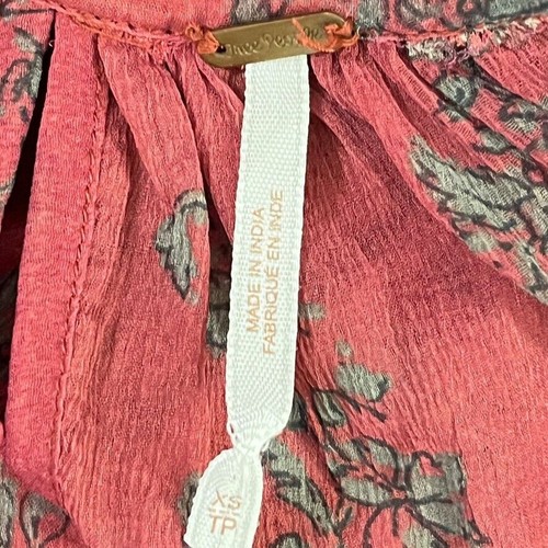 Free People abito donna trasparente lungo manica a campana oversize rosso floreale XS - Foto 15 di 15