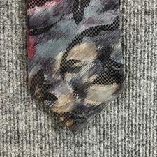 Pierre Cardin Mens Abstract Floral Necktie Burgundy Grey Blue USA Made 1197