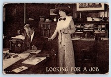 1912 Looking For A Job Man Working Typewriter Montpelier Iowa IA Posted Postcard thumbnail
