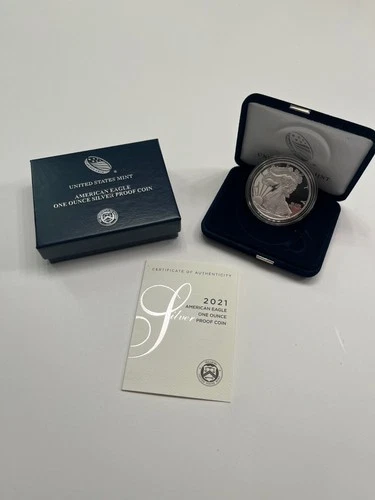 2021-W American Eagle Silver Proof Coin w/ Box, OGP &COA