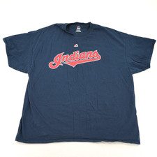 Majestic Athletic Cleveland Indians Ramirez #11 Navy Blue Logo T-Shirt 2XL