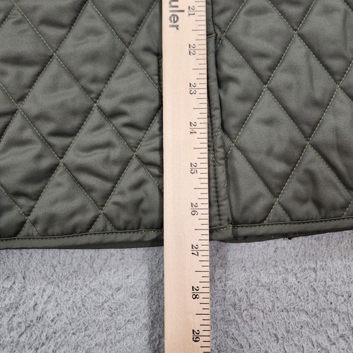 LL Bean Jacket Womens Small Green Olive Quilted Riding Adjustable Waist Coat - Picture 9 of 12