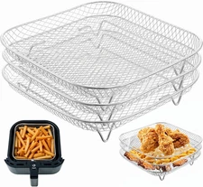 Stackable 8-Inch Square Air Fryer Rack Set for Cosori, Ninja, Nuwave